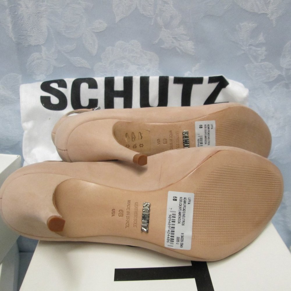 SCHUTZ Nude Peep-Toe Ankle-Strap Heels - Picture 3 of 4